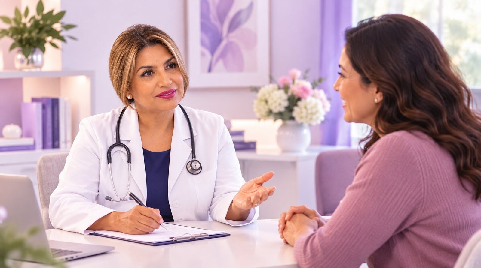 Compassionate medical consultation discussing intimate health and the O-Shot after breast cancer